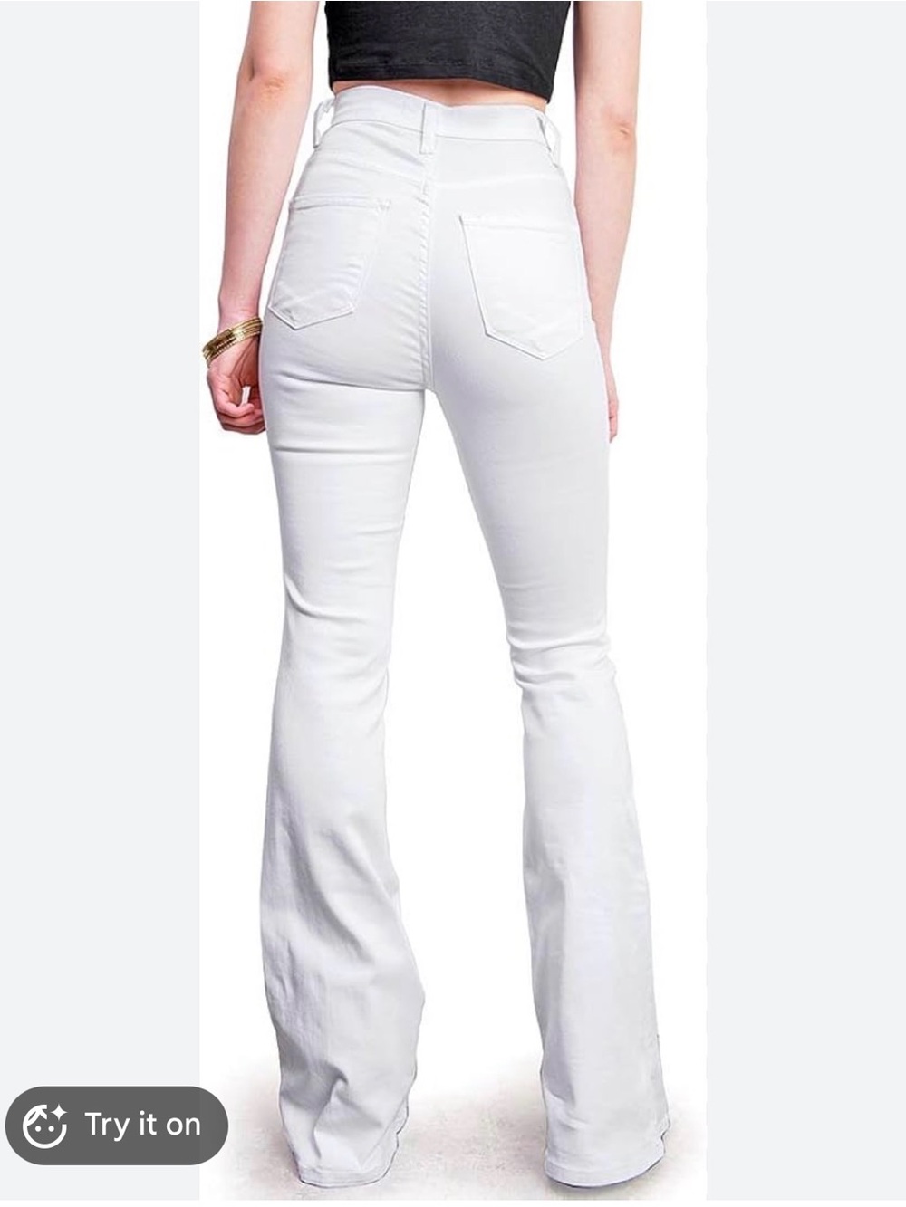 High-Rise White Flare Jeans - Women's